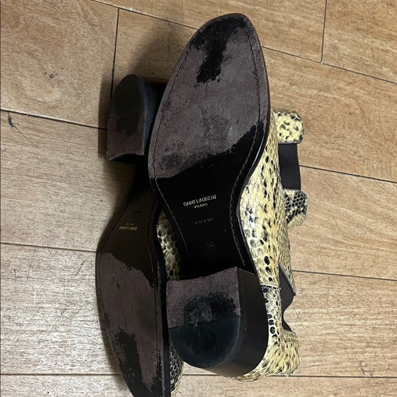 Saint Laurent Beige Snakeskin Ankle Boots - Picture 3 of 10